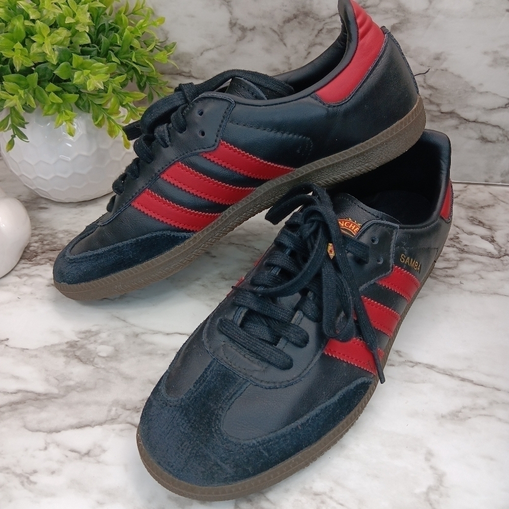 ADIDAS Samba Team Manchester United Sneakers Shoes Men's Size 7.5 Black
